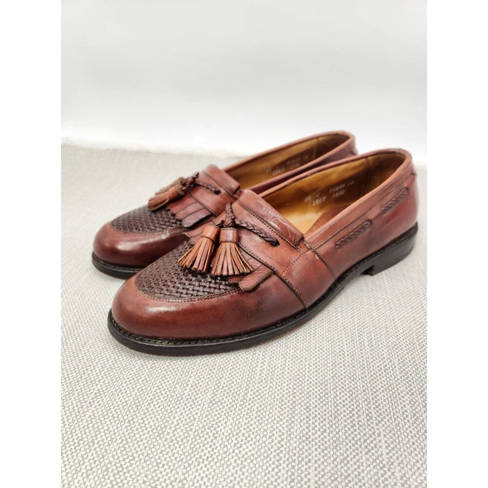 Allen Edmonds Cody 10 C Loafer Brown Leather Dress Shoes Tassel Kiltie  Woven